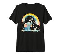 Elefante Spruzza Acqua Cielo Arcobaleno Grafica Bambini Maglietta Premium