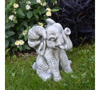 Elefante statua in pietra H.28 cm 22 x 18 cm grigio 10 kg cemento bianco anti...