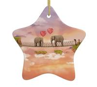 Elefante su un ponte che stampa ornamenti cristiani dell'albero di Natale, ornamenti della stella della fattoria, stella di ceramica Shap per la decorazione di festa