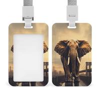 Elefante su un ponte porta badge scorrevole porta badge verticale protezione badge per cordino impermeabile porta targhetta nome custodia per dottore, insegnante, infermiera