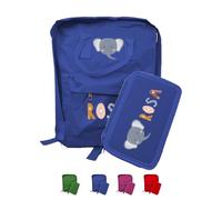 "Elefante" Zaino Scuola e Portapastelli Personalizzati Con Nome Bambini Materna Elementari Asilo Medio Unisex Zainetto Cartella Porta Pastelli Bimbo Bimba Gita Viaggio Borsa Studenti Made in Italy