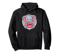 Elefantino Carino con Cuore Amore Kawaii Felpa con Cappuccio