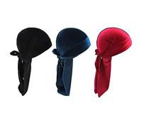 Elegabrillia 3 Pezzi Bandana Turbante Cappello Scarf Velluto Liscio Estensibile Facile da Indossare Leggero Adatto per Pirata Chemioterapia Festa Copertura