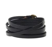 Elegabrillia Bracciale Fashion Multilayer Cinturino Cinque Giri in Pelle Gioielli Vintage Handmade Braccialetto Creativo con Ciondolo Adatto per Uomo Donna Re, Nero