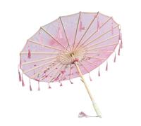 Elegabrillia Ombrello in Tessuto di Seta, Ombrello per Danze Antiche, Ideale per Costumi di Scene di Villaggio E Cosplay, Style E