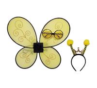 Elegabrillia Set di Accessori per Costumi da Ape da 3 Pezzi per Bambini, Inclusi Fascia per Capelli, Occhiali, Antenne da Altro Ancora. Ergonomico, Ideale PE, Giallo