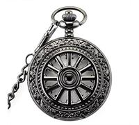 ELEGAM pocket watches for men,pocket watch,1 Pc Pocket Watch Vintage Hand Winding Quartz Pocket Watch Pendant Necklace Chain Clock Pendant-rose (Color : Gold) (Color : Schwarz)