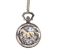 ELEGAM pocket watches for men,pocket watch,1 Pc Vintage Pocket Watch Horse Shape Digital Stainless Steel Dial Pocket Watch Necklace (Color
