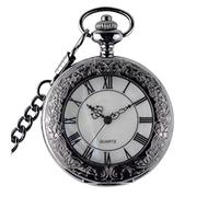 ELEGAM pocket watches for men,pocket watch,1 Pc Vintage Pocket Watch Quartz Pendant Necklace Gift-gold (Color : Gold) (Color : Schwarz)