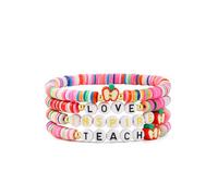 Elegance 11 designs Heishi - Set di braccialetti con perline da donna, in argilla polimerica, multicolore, impilabili, stile bohémien, per l'estate e la spiaggia