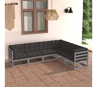 Elegance, 6 pezzi, set di mobili da giardino con cuscino in pino massiccio e 100% poliestere, set di mobili resistenti ed eleganti per terrazza, balcone o giardino