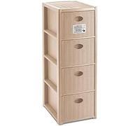 Elegance Cassettiera Slim Salvaspazio 4 Cassetti, 40x30x80 h, Plastica