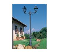 ELEGANCE LAMPIONE PER ESTERNO H250 CON DUE LANTERNE IN ALLUMINIO ANTRACITE E DIFFUSORI IN VETRO