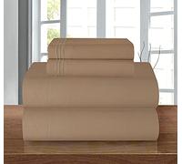Elegance Linen ® - Set di lenzuola da 4 pezzi, 1500 fili, resistente alle pieghe, ultra morbido, con tasca profonda fino a 40,6 cm, disponibile in diverse misure e colori, king size, colore: tortora