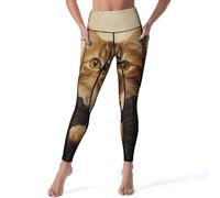 Elegance Mona Cat in the Desert Leggings da donna a vita alta pantaloni da yoga con tasche per corsa e allenamento, Stile:, S