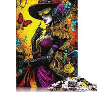 Elegancia gótica barroca de 1000 piezas: Misteriosa dama victoriana con un toque ornamental. Rompecabezas de madera para adultos (1000 piezas, 75 x 50 cm).