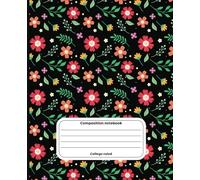 Elegant Black Floral Composition Notebook College Ruled - 110 Pages | 7.5 x 9.25 Inches | Stylish Notebook for Girls, Teens, and Women | Perfect for ... Floral Notebook with College Ruled Pages