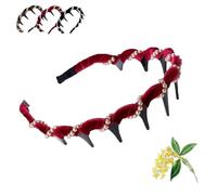 Elegant Braided Pearl Headband - Vintage High Cranium Hair Hoop w/Teeth Grip, Crystal & Pearl Headpiece for Brides & Parties, Women, Girls (COLOR#1)