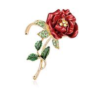 Elegant Brooches Pins Personality Flowers Roses Women's Brooch Pin Rhinestone Covered Scarves Shawl Clip for Women Ladie (Gold Free Size)