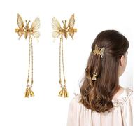 Elegant Butterfly Hairpin, Butterfly Hair Clip Pearl Hair Comb Clip, Moving Butterfly Hair Clips,Antique Side Clip,Bridal Hair Accessories for Ladies Girls (Gold)