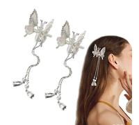 Elegant Butterfly Hairpin, Butterfly Hair Clip Pearl Hair Comb Clip, Moving Butterfly Hair Clips,Antique Side Clip,Bridal Hair Accessories for Ladies Girls (Silver)
