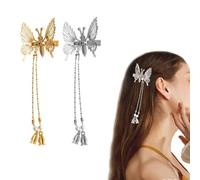 Elegant Butterfly Hairpin, Butterfly Hair Clip Pearl Hair Comb Clip, Moving Butterfly Hair Clips,Antique Side Clip,Bridal Hair Accessories for Ladies Girls (Silver+Gold)