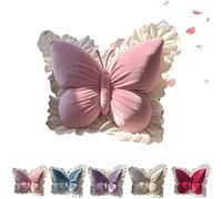 Elegant Butterfly-Shaped Throw Pillow with Lace Trim, Cute Decorative Cushion Cover, Home Creative Soft Butterfly Stuffed Seat Cushion Pad for Bedroom Living Room Sofa Couch (Pink)