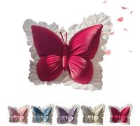 Elegant Butterfly-Shaped Throw Pillow with Lace Trim, Cute Decorative Cushion Cover, Home Creative Soft Butterfly Stuffed Seat Cushion Pad for Bedroom Living Room Sofa Couch (Red)