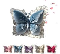 Elegant Butterfly-Shaped Throw Pillow with Lace Trim, Cute Decorative Cushion Cover, Home Creative Soft Butterfly Stuffed Seat Cushion Pad for Bedroom Living Room Sofa Couch (Blue)
