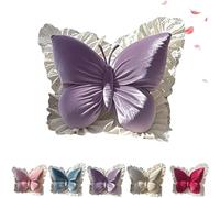 Elegant Butterfly-Shaped Throw Pillow with Lace Trim, Cute Decorative Cushion Cover, Home Creative Soft Butterfly Stuffed Seat Cushion Pad for Bedroom Living Room Sofa Couch (Purple)