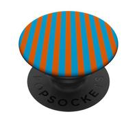 Elegant Cerulean Blue & Bright Orange Stripes Vertical Lines PopSockets PopGrip Adesivo
