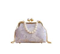 Elegant Chinese Style Embroidered Shoulder Bag with Pearl Handle - Women's Cosmetic Bag for Banquets(Style 3)