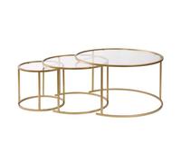 Elegant Coffee Table Set (3 pezzi) | 100% vetro temperato, oro e trasparente | Small: 42 x 35 x 42 cm, medio: 60 x 39 x 60 cm, L: 80 x 43 x 80 cm | Design elegante e durevole per gli spazi moderni
