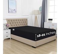 Elegant Comfort 1500, Lenzuolo con angoli per letto singolo, con tasca extra profonda per materasso alto, lussuoso e morbido, con tasca intelligente, senza pieghe, per letto matrimoniale, colore nero