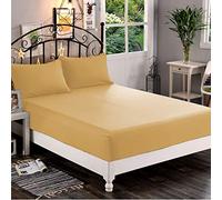 Elegant Comfort 1500, Lenzuolo con angoli profondi (40,64 cm), di qualità alberghiera, in morbida microfibra, resistente a pieghe e sbiadimento, per letto singolo/una piazza e mezzo, cammello/oro