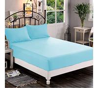 Elegant Comfort 1500, Lenzuolo con angoli profondi (40,64 cm), di qualità alberghiera, in morbida microfibra, resistente alle pieghe e allo sbiadimento, per letto matrimoniale, azzurro (aqua blue)