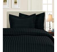 Elegant Comfort® 1500 Thread Count - Damask Stripes- Egyptian Quality Luxurious Silky Soft Wrinkle & Fade Resistant 3PC Duvet Cover Set, Full/Queen, Nero