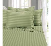 Elegant Comfort 1500 Thread Count Egyptian Quality Stripe 6 Piece Wrinkle Resistant Luxurious Sheet Set, Green, Queen