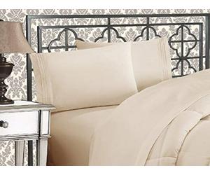 Elegant Comfort 1500 Thread Count Wrinkle & Fade Resistant Egyptian Quality Ultra Soft Luxurious 2-Piece federe, Dimensioni Standard, Beige