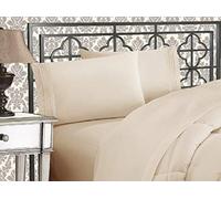 Elegant Comfort 1500 Thread Count Wrinkle & Fade Resistant Egyptian Quality Ultra Soft Luxurious 4-Piece Lenzuola con Tasche Profonde, Queen Beige