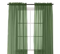 Elegant Comfort, 2 pezzi pannello velato con tasca per asta da 5,1 cm - tende per finestre 101,6 cm di larghezza x 213,4 cm di lunghezza, verde cacciatore