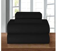 Elegant Comfort 3 Piece 1500 Thread Count Luxury Silky Soft Egyptian Quality Coziest Sheet Set, Twin/Twin X-Large, Nero