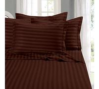 Elegant Comfort Best, Softest, Coziest 6-Piece Sheet Set. - 1500 Thread Count Egyptian Quality Luxurious Wrinkle Resistant 6-Piece Damasco Stripe Lenzuola, Full Marrone Cioccolato