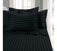 Elegant Comfort Best, Softest, Coziest 6-Piece Sheet Set. - 1500 Thread Count Egyptian Quality Luxurious Wrinkle Resistant 6-Piece Damasco Stripe Lenzuola, Queen Nero
