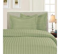Elegant Comfort Best, Softest, Coziest Set Copripiumino Pezzi. - 1500 Thread Count Egyptian Quality Luxurious Wrinkle Resistant 3-Piece Damasco Stripe Copripiumino Set, Full/Queen, Salvia/Verde