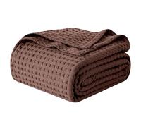 Elegant Comfort Coperta in 100% cotone a nido d'ape, leggera e traspirante, morbida e calda, per tutte le stagioni, per divano, divano e letto, misura TwinXL, 172 x 228 cm, marrone