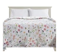 Elegant Comfort Coperta in pile di flanella ultra morbida, con stampa, accogliente e leggera, coperta decorativa per tutte le stagioni, per divano, motivo floreale, king size, motivo floreale