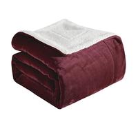 Elegant Comfort Coperta reversibile in flanella Sherpa ultra morbida, accogliente coperta in pile setoso per divano e letto, coperta invernale calda e pelosa per regalo, Queen, bordeaux