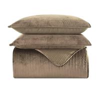 Elegant Comfort Cozy Coverlet - Set di 3 pezzi, set trapuntato di peso medio con federe coordinate, velluto di poliestere visone, cachi, queen size