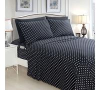 Elegant Comfort Delilah - Set di 6 pezzi, con tasche profonde, 1500 fili, con tasche intelligenti, set di lenzuola a pois, colore: nero